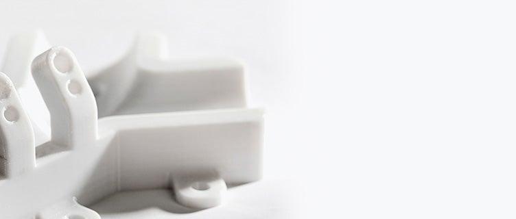 Side view of a machining jig 3D printed in PC material