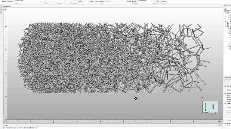 A cylinder with predefined sections and conversion to varying pore sizes using Voronoi.